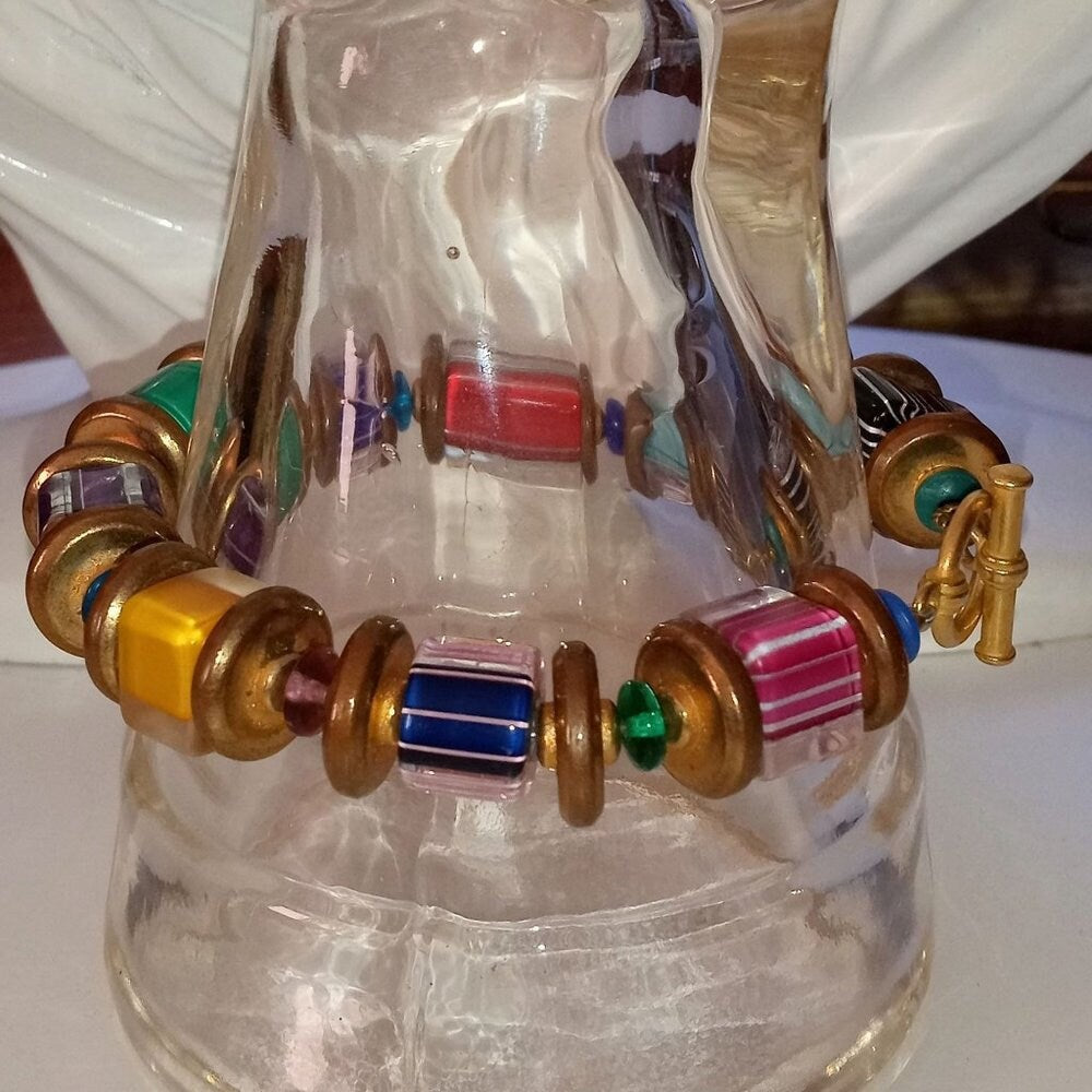 Colorful Furnace Glass Beaded Bracelet
