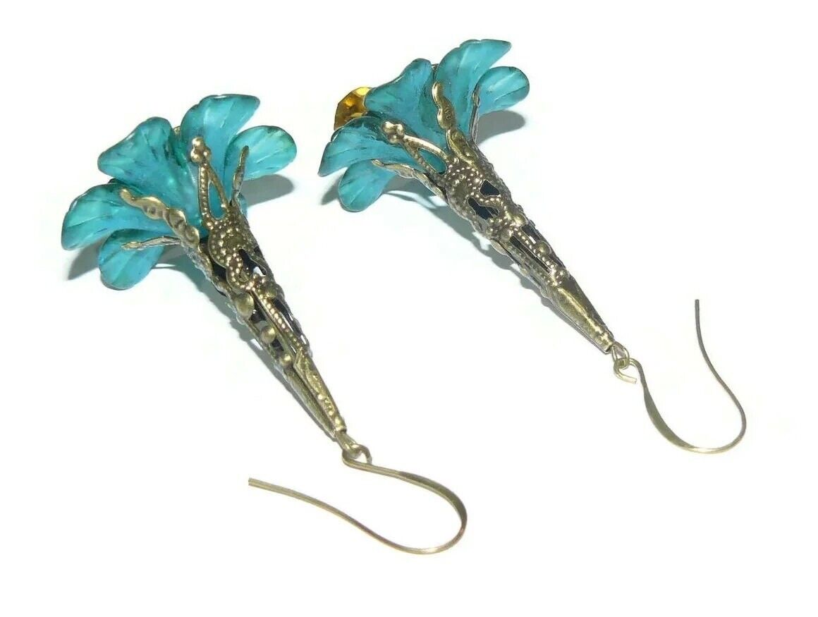 Hand Painted Lucite Flower Earrings